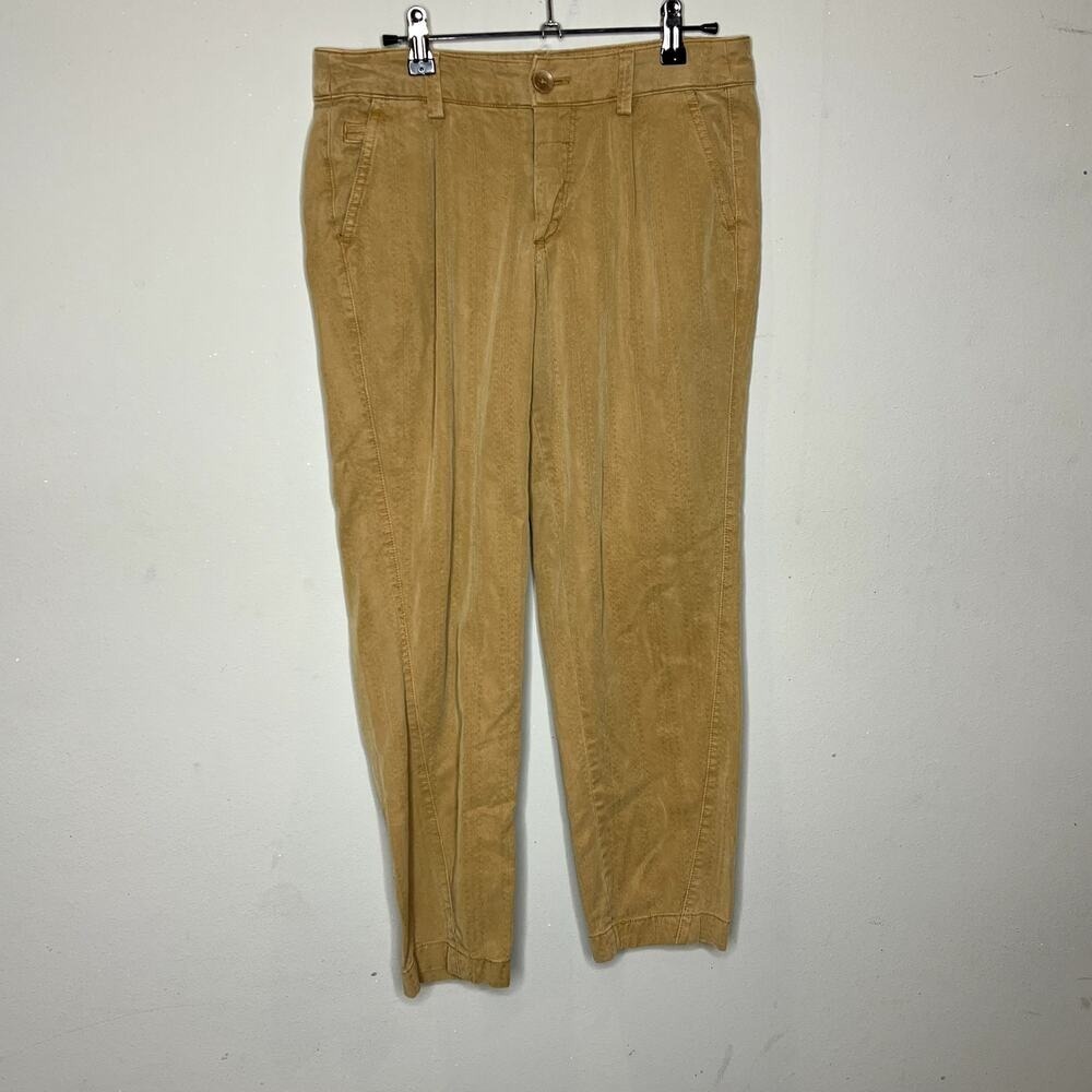 Anthropologie Utility Chino Pants Womens 27 Tan Textured Stripe High Rise Crop